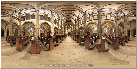 Panorama Kath. Pfarrkirche St.Maria (Marienkirche) Landau i.d.Pfalz, Innenraum Mittelgang; equirectangulare Darstellung